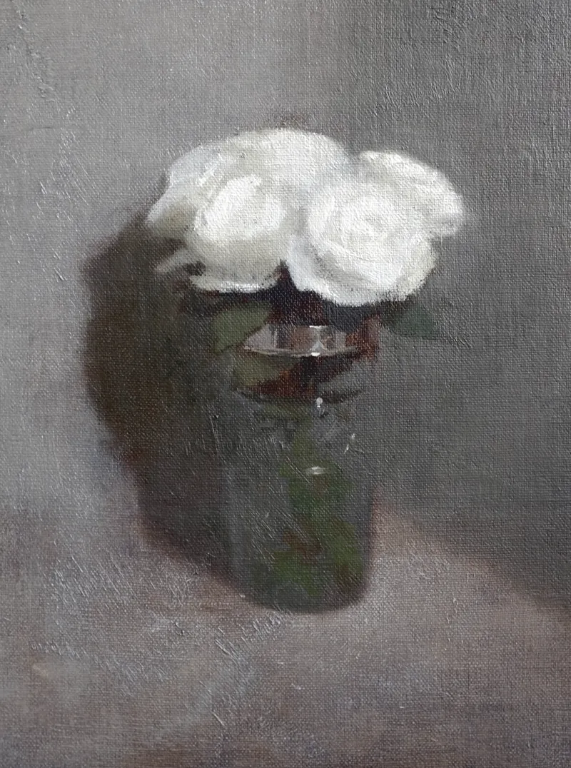 Abyssinian Roses, 2016. Oil on linen panel, 35 × 28 cm.