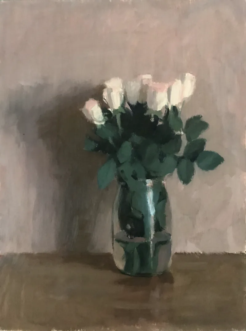 Roses (Graefestrasse), 2016. Oil on panel, 40 × 30 cm.