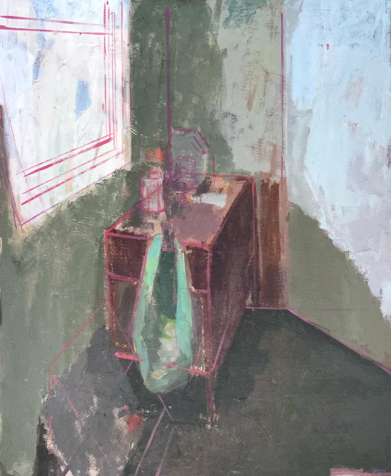 Studio Corner IV, 2025. Oil on canvas, 70 × 50 cm.
