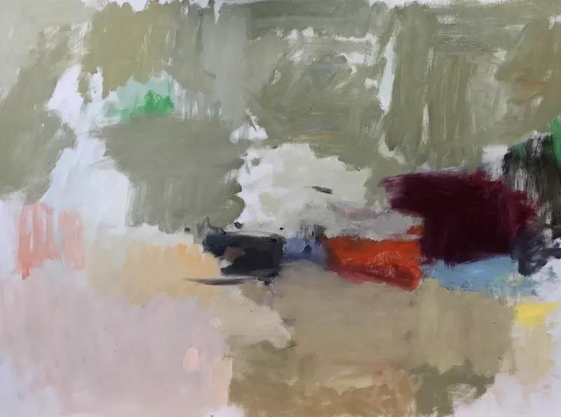 Studio Table (Unfinished), 2019. Oil on canvas, 70 × 90 cm.