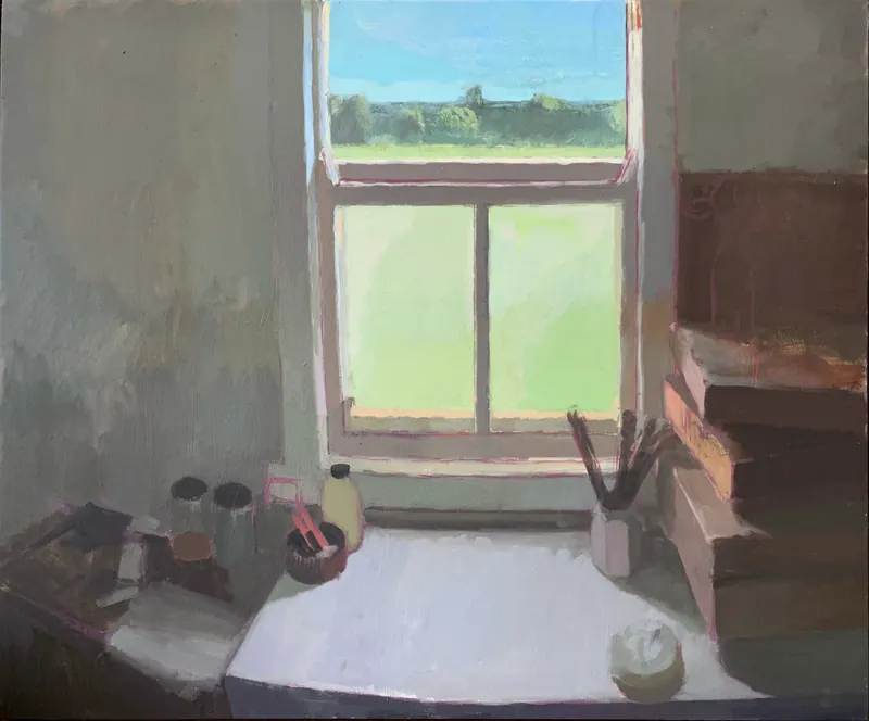 Studio Window, 2025. Oil on panel, 50 × 70 cm.